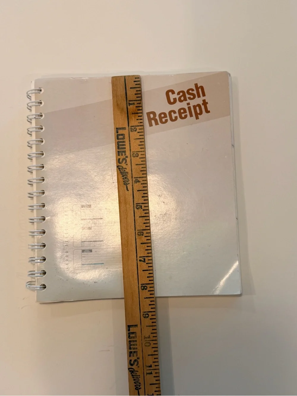 Cash Receipt Spiral Notebook - White with Brown Text